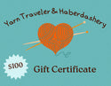 Yarn Traveler & Haberdashery Gift Certificates Yarn Traveler & Haberdashery