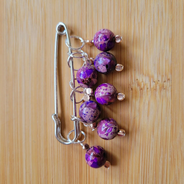 Stitch Markers: Imperial Jasper Yarn Traveler & Haberdashery