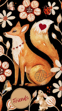 Cell Phone Wallpaper Art: Fox Friends Knitting