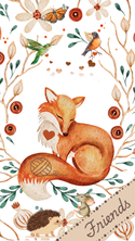 Cell Phone Wallpaper Art: Fox Friends Knitting