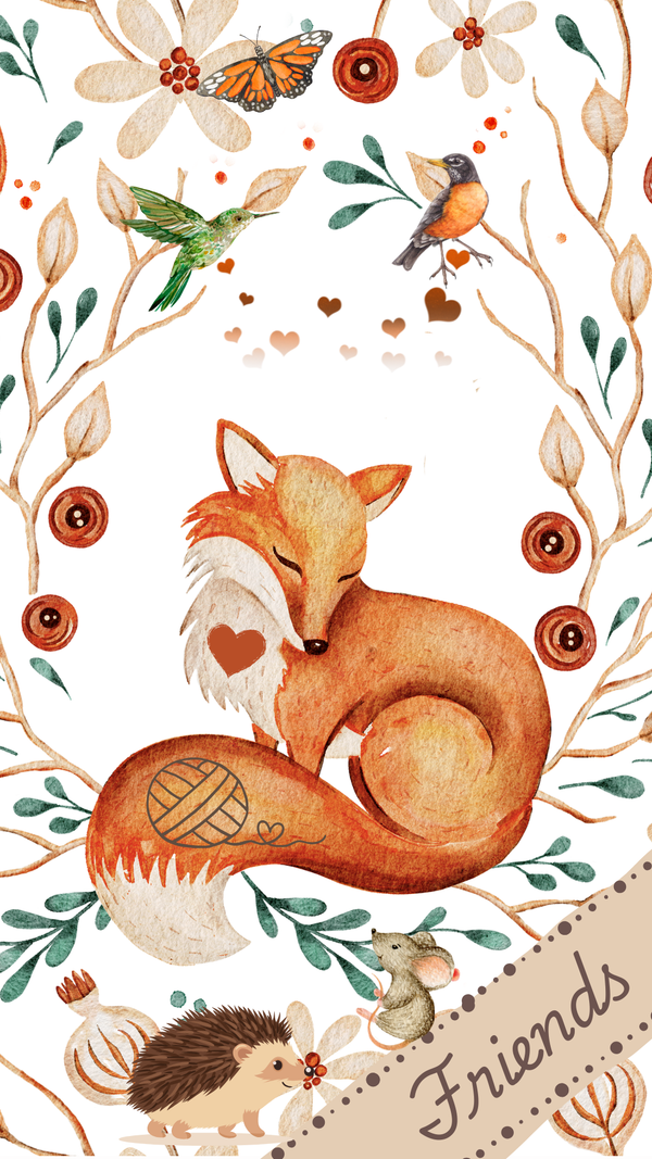 Cell Phone Wallpaper Art: Fox Friends Knitting