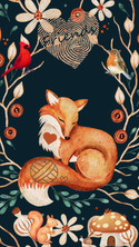 Cell Phone Wallpaper Art: Fox Friends Knitting