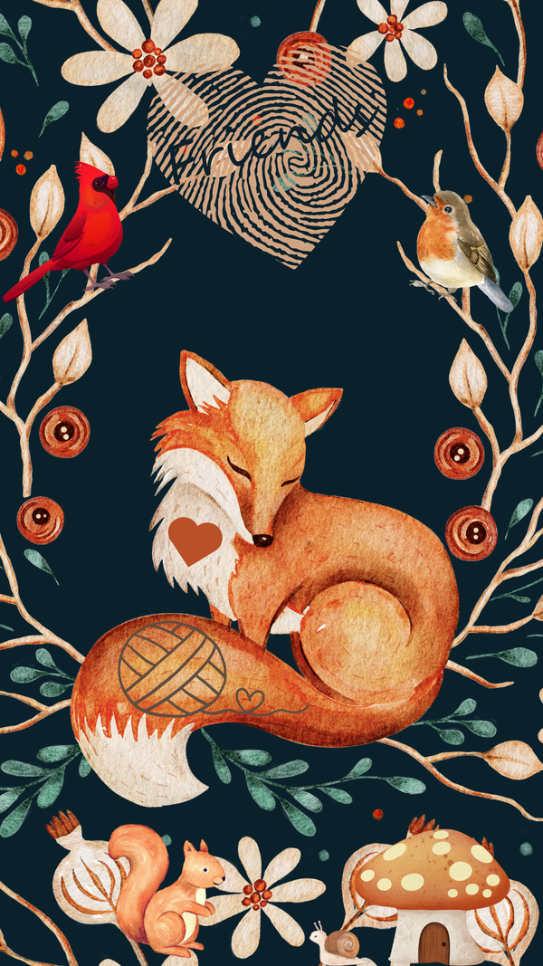 Cell Phone Wallpaper Art: Fox Friends Knitting