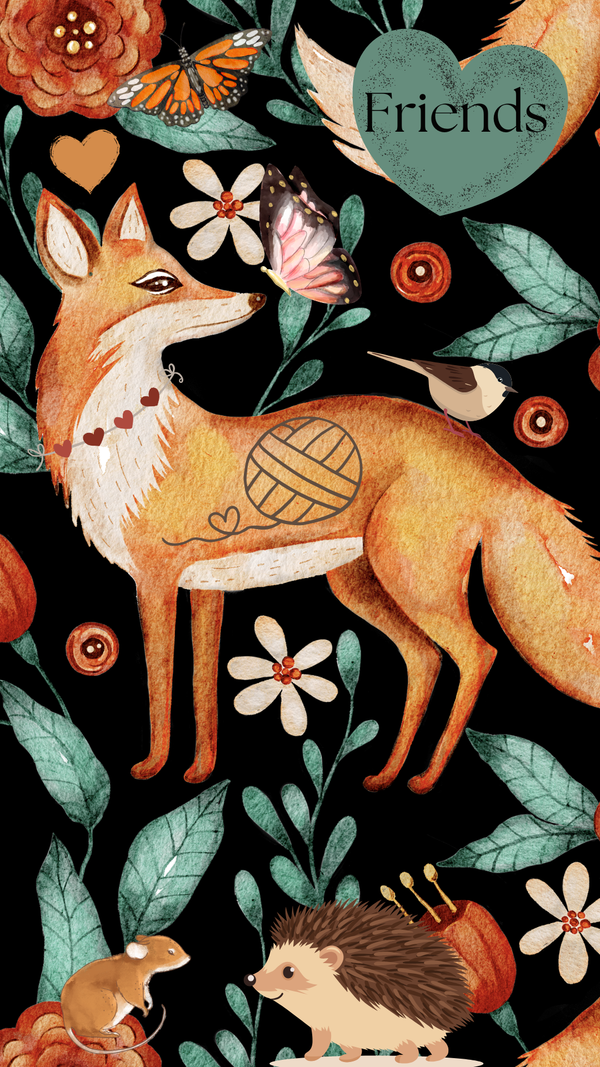 Cell Phone Wallpaper Art: Fox Friends Knitting