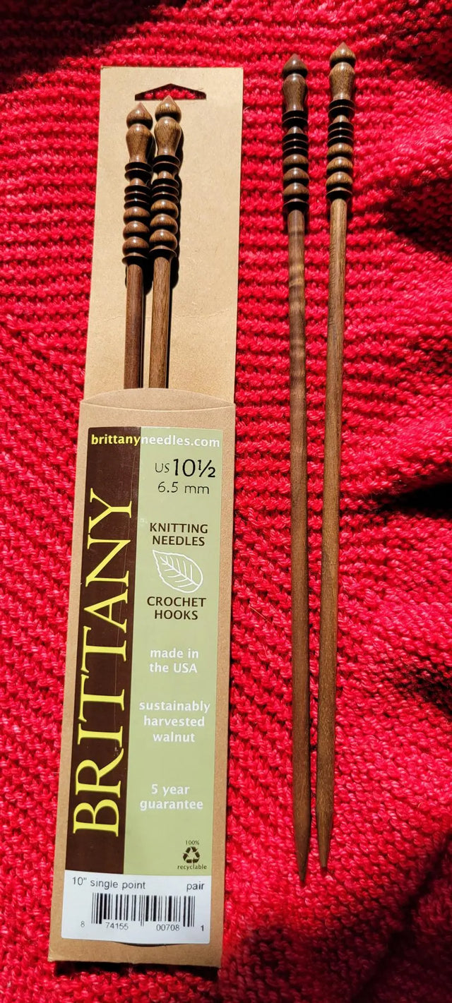 Brittany Victorian Walnut Straight US 10 1/2 (6.5 mm) 10 Inch Yarn Traveler & Haberdashery