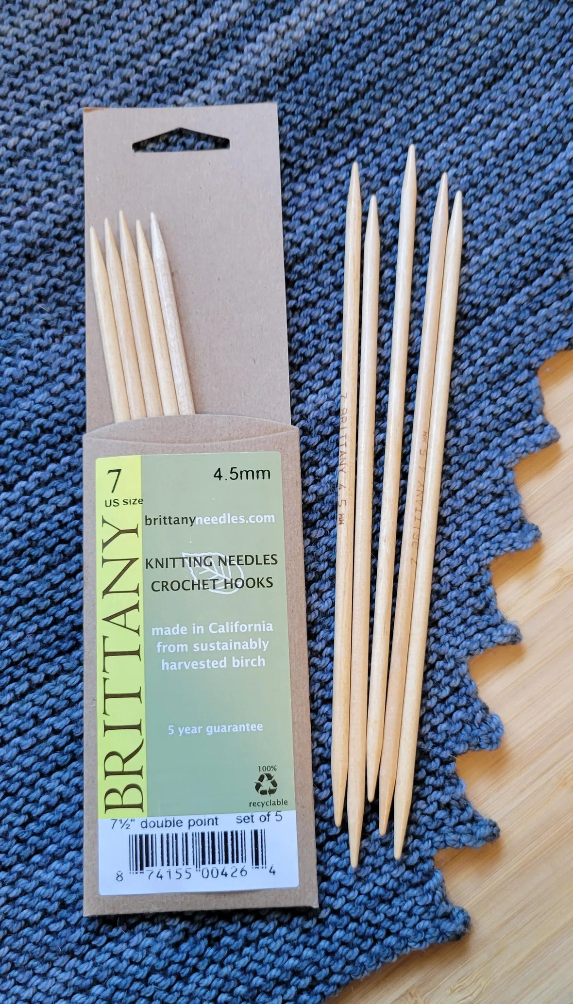 Brittany Birch DP Needles US 7 (4.5 mm) 7.5 Inches Long Yarn Traveler & Haberdashery