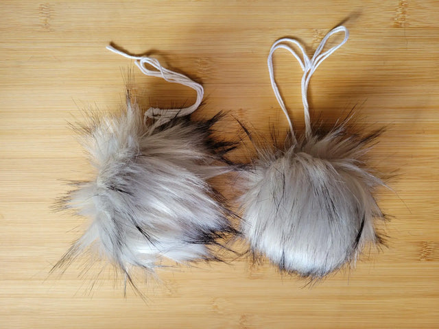 Faux Fur Pompoms Grey Wolf Yarn Traveler & Haberdashery